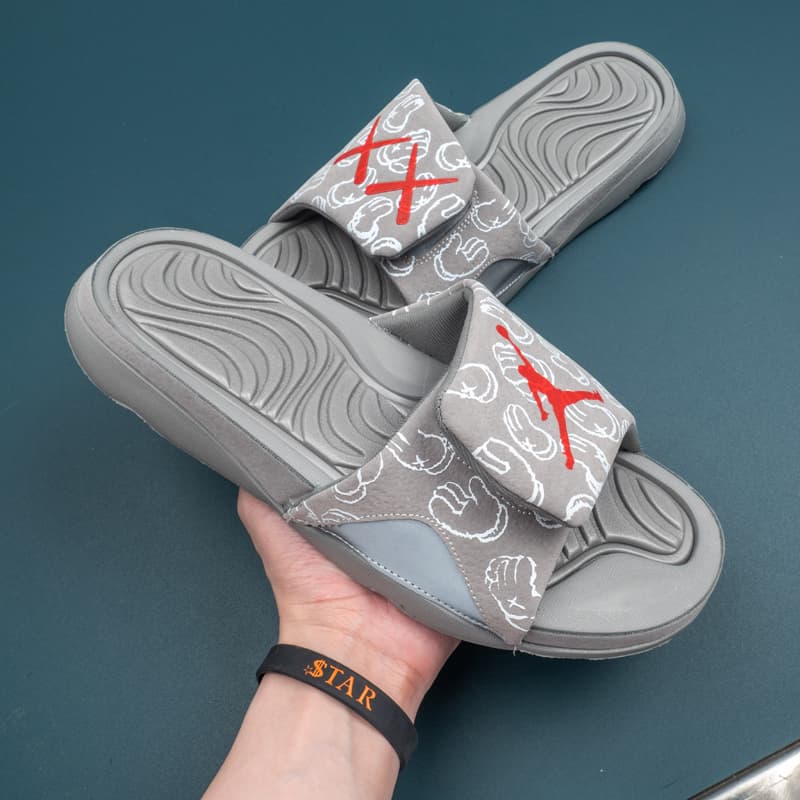 Kaws x Jordan Hydro Retro 4 IV Sandals Slides Grey