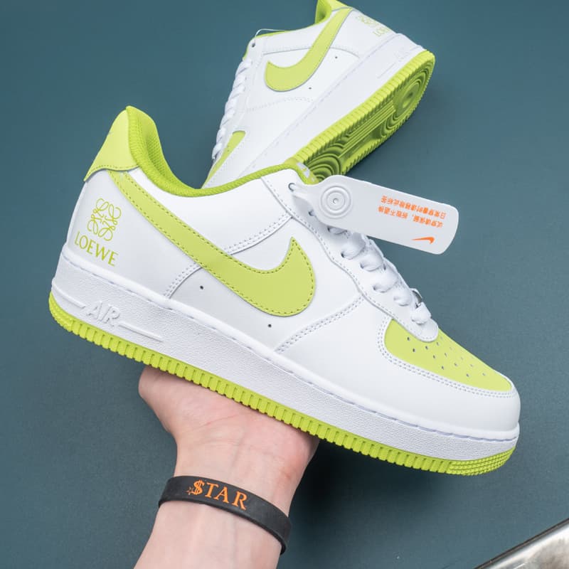 New Nike Air Force 1 Low White Lime Green