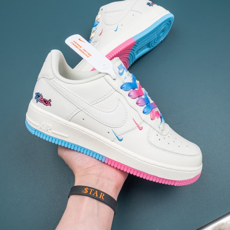 Nike Air Force 1 Low Miami Sail Blue Pink SNKRS