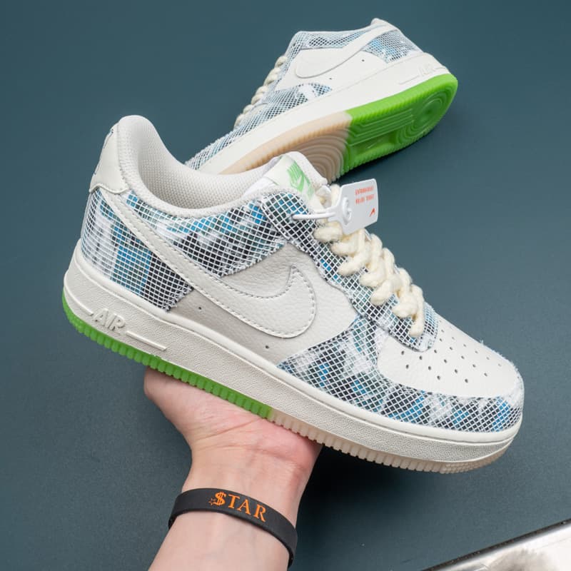 Nike Air Force 1 Low White Green With Snakeskin